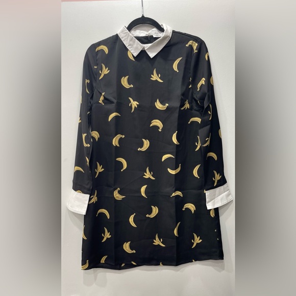 English Factory NWOT Black Banana Print Dress sold at Anthropologie - Picture 4 of 5